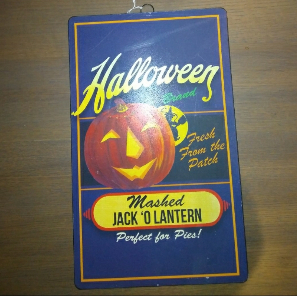 Halloween Jack o lantern metal decorative sign